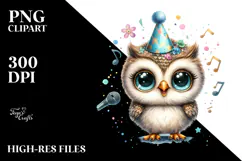 Cute Energetic Baby Owl PNG Product Image 2