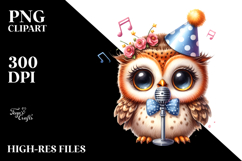 Cute Baby Owl with Party Hat PNG Product Image 2