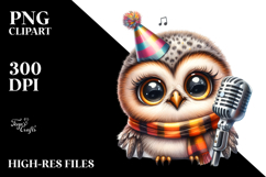 Cute Baby Owl with Party Hat PNG Product Image 2