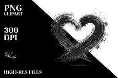 Simple Paintbrush Style Heart with Wings PNG Product Image 2