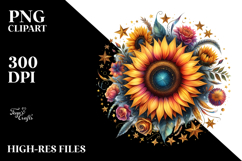 Sunflower Stars Watercolor Clipart Product Image 2