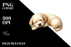 Sleeping Baby Puppy on Flower PNG Product Image 2