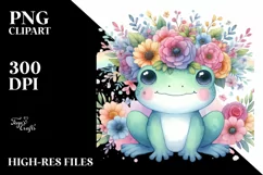 Colorful Frog with Flower Crown | Clipart Product Image 1