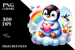 Colorful Baby Penguin on Cloud PNG Product Image 2