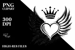 Simple Paintbrush Style Heart with Wings, High-Res PNG Product Image 2