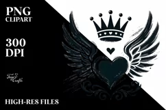 Simple Paintbrush Style Heart with Wings, High-Res PNG Product Image 2