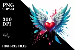 Digital Painting Heart with Wings PNG Product Image 2