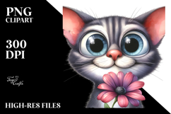 Expressive Cat with Flower | Clipart Product Image 2