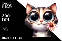 Expressive Confused Cat with Flower | Sublimation | Clipart Product Image 2
