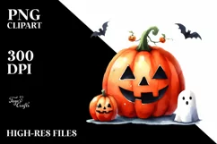 Simple Pumpkin Halloween Clipart, PNG Product Image 3