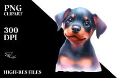 Expressive Watercolor Doberman Pinscher PNG Product Image 2