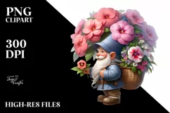 bouquet Small Gnome Digital Painting Clipart Product Image 3
