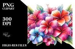 Colorful Hawaiian Flowers Glossy Petals Clipart Product Image 2