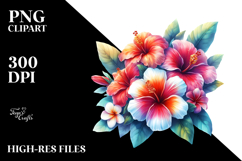 Colorful Hawaiian Flowers Glossy Petals Clipart Product Image 2