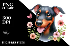 Baby Doberman Pinscher with Big Eyes PNG Product Image 2