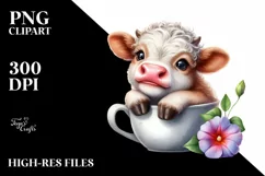 Morning Glory Highland Cow PNG Product Image 2