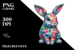Colorful Bunny Made of Diamonds, PNG Product Image 2
