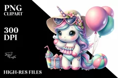 Pastel Baby Unicorn with Beachwear Clipart Product Image 3