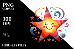 Whimsical Very Simple Smiling Star PNG Product Image 2
