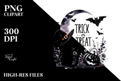 Trick or Treat BLACK CAT Halloween PNG Product Image 2