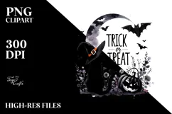 Trick or Treat BLACK CAT Halloween PNG Product Image 2