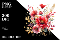 Colorful Watercolor with Red Flowers, PNG Product Image 2