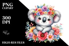Cute Vibrant Koala with Flower Crown | Clipart Product Image 2
