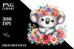 Cute Vibrant Koala with Flower Crown | Clipart Product Image 1