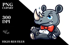 Goofy Rhino with Bow Tie, Transparent PNG Product Image 2