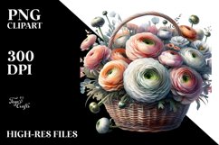 Abstract Basket Ranunculus Sublimation Clipart Product Image 1