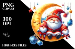 Christmas Gnomes on Moon, High-Res PNG Product Image 1
