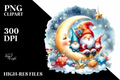 Christmas Gnomes on Moon, High-Res PNG Product Image 3