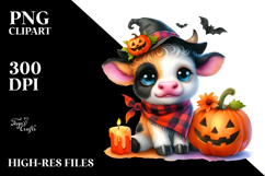 Cute Baby Cow in Halloween Scene | Clipart Product Image 2