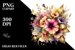 Vibrant Bouquet Gold Foil Clipart Product Image 3