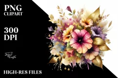 Vibrant Bouquet Gold Foil Clipart Product Image 3