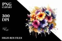 Abstract Vibrant Bouquet Gold Foil Clipart Product Image 1