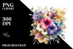 Abstract Vibrant Bouquet Gold Foil Clipart Product Image 2