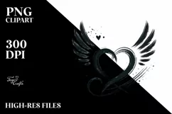 Simple Paintbrush Style Heart with Wings, High-Res PNG Product Image 2