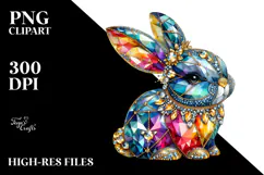 Colorful Bunny with Golden PNG Product Image 2