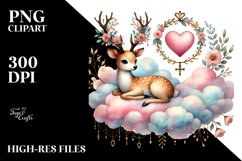 Adorned Deer Holding Heart PNG Product Image 2