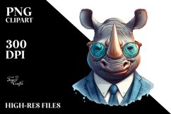 Colorful Rhino Portrait with Retro es | Clipart Product Image 1