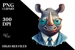 Colorful Rhino Portrait with Retro es | Clipart Product Image 1