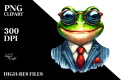 Funny Frog in Retro es and Suit | Sublimation Clipart Product Image 2