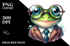 Funny Frog in Retro es and Suit | Sublimation Clipart Product Image 2