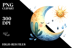 Whimsical Very Simple Smiling Half Moon PNG Product Image 2
