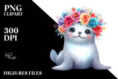 Vibrant Flower Crown Seal, PNG Product Image 2