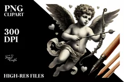 Vintage Pencil Cupid PNG Product Image 2