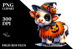 Cute Baby Cow Dressed for Halloween PNG Product Image 2