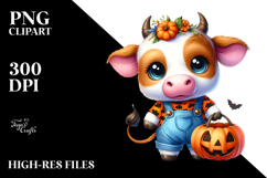 Cute Baby Cow Dressed for Halloween, Transparent PNG Product Image 2