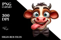 Goofy Baby Calf with Bow Tie PNG Product Image 2